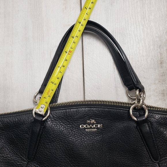 Coach F36675 Pebble Leather Kelsey Satchel Handbag Black with Silver Hardware - Picture 13 of 16